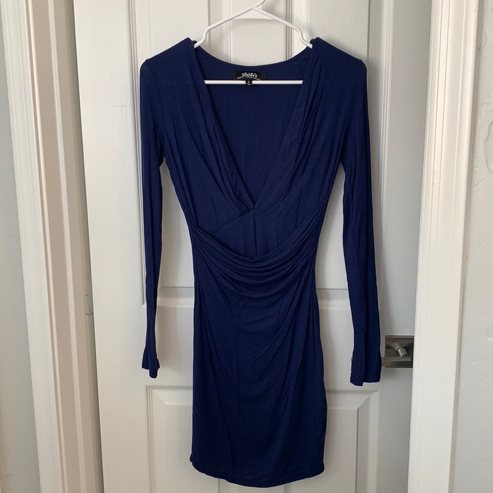 Navy Blue Body Con Dress